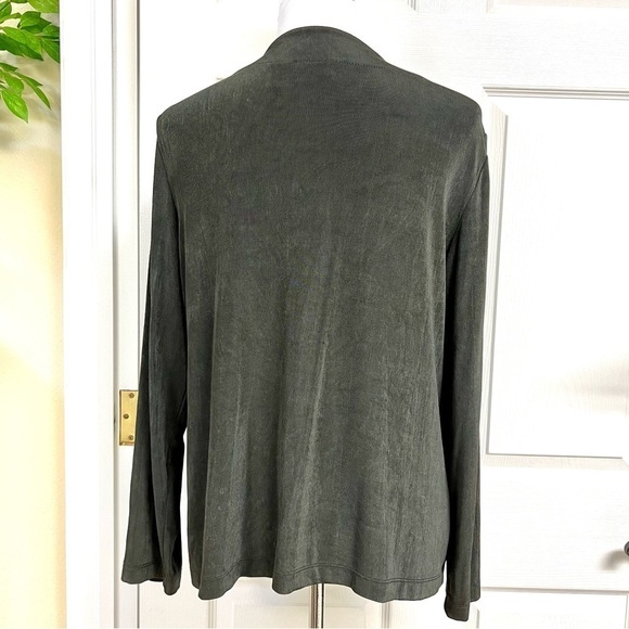 Travelers by Chico's Women's Large Stretch ruffles cardigans soft jersey Olive - Picture 6 of 8